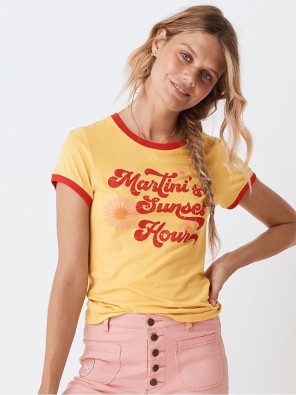 Spell & The Gypsy Paradise Cove Shrunken Tee Medium Mustard Graphic